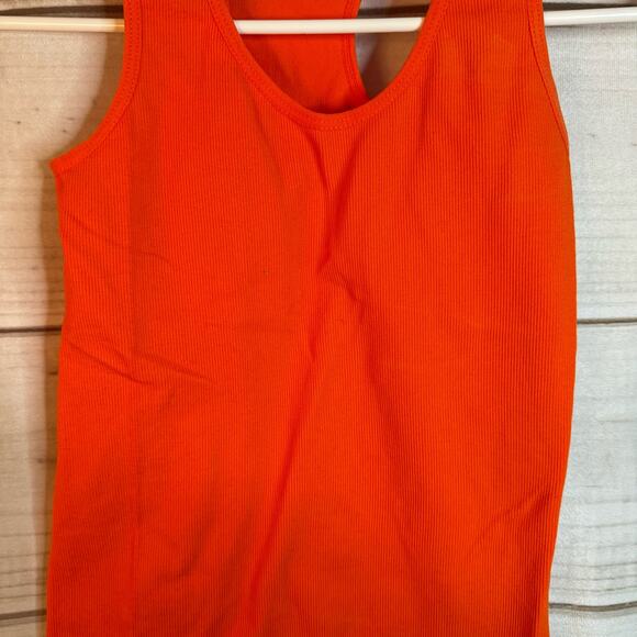 F&F Orange Ribbed Racerback Tank Top One Size - Picture 2 of 4